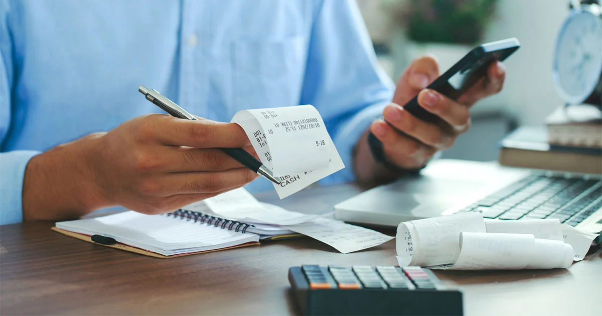 man doing his tax returns